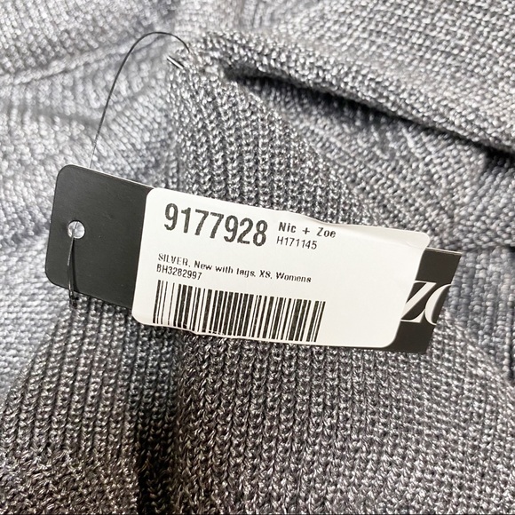 NIC+ZOE Silver Pullover Sweater, Black Ribbon Ties - Picture 2 of 9